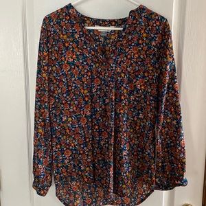 Old navy long sleeve tunic v-neck blouse, floral, multi-color, size medi…
